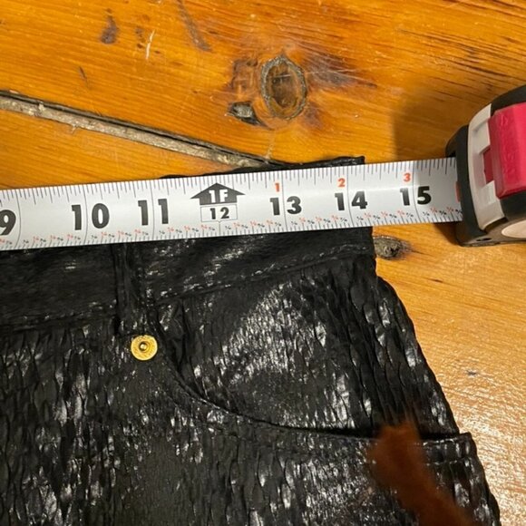 Genny || High Waisted Textured Black Snakeskin Trousers - Picture 5 of 6